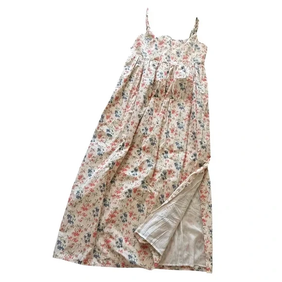 NEW Rebecca Taylor Long Emma Dress Size 8 Floral Maxi Cream Blush Blue Pockets - Picture 4 of 12